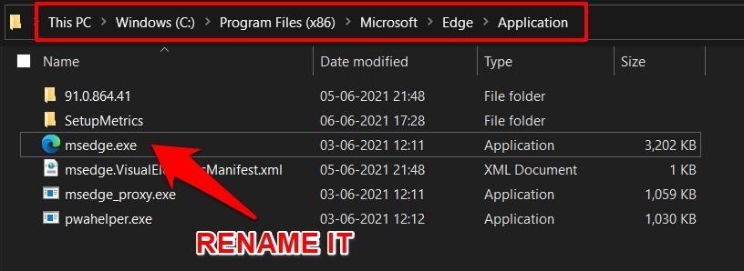 Microsoft Edge application in Windows