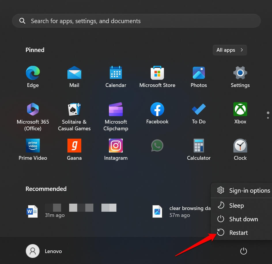 restart Windows