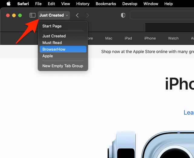 Safari Mac Tab Groups Switching Option