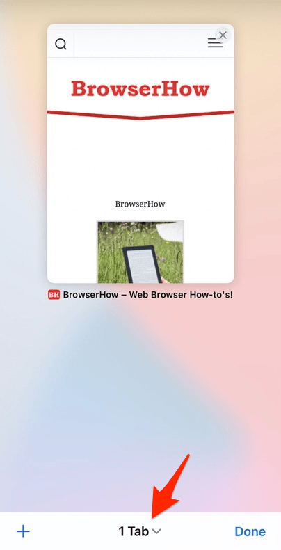 Tab Group menu in Safari iOS