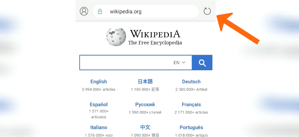 Tap on the reload icon on Microsoft Edge for Android